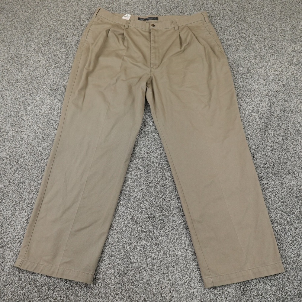 Dockers Pants Mens 42X30 Brown Tan Chino Trouser Golf Pleated Career Office Work